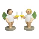 Engel mit farbigen Flügelpunkten, 25 Jahre World Childhood Foundation blond, Kerze rechts