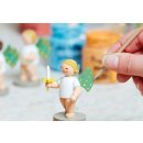Engel mit farbigen Flügelpunkten, 25 Jahre World Childhood Foundation blond, Kerze rechts
