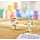 Engel mit farbigen Flügelpunkten, 25 Jahre World Childhood Foundation blond, Kerze rechts