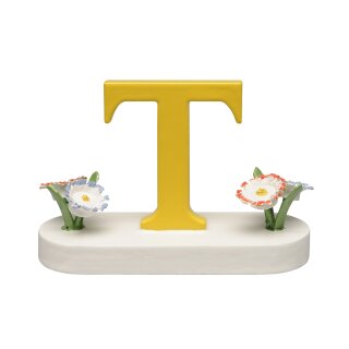 Buchstabe T, mit Blumen