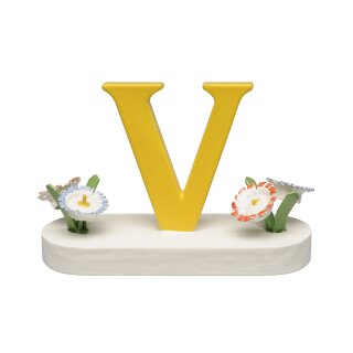 Buchstabe V, mit Blumen