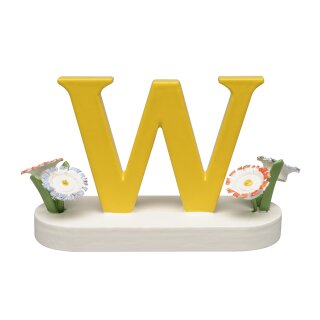 Buchstabe W, mit Blumen
